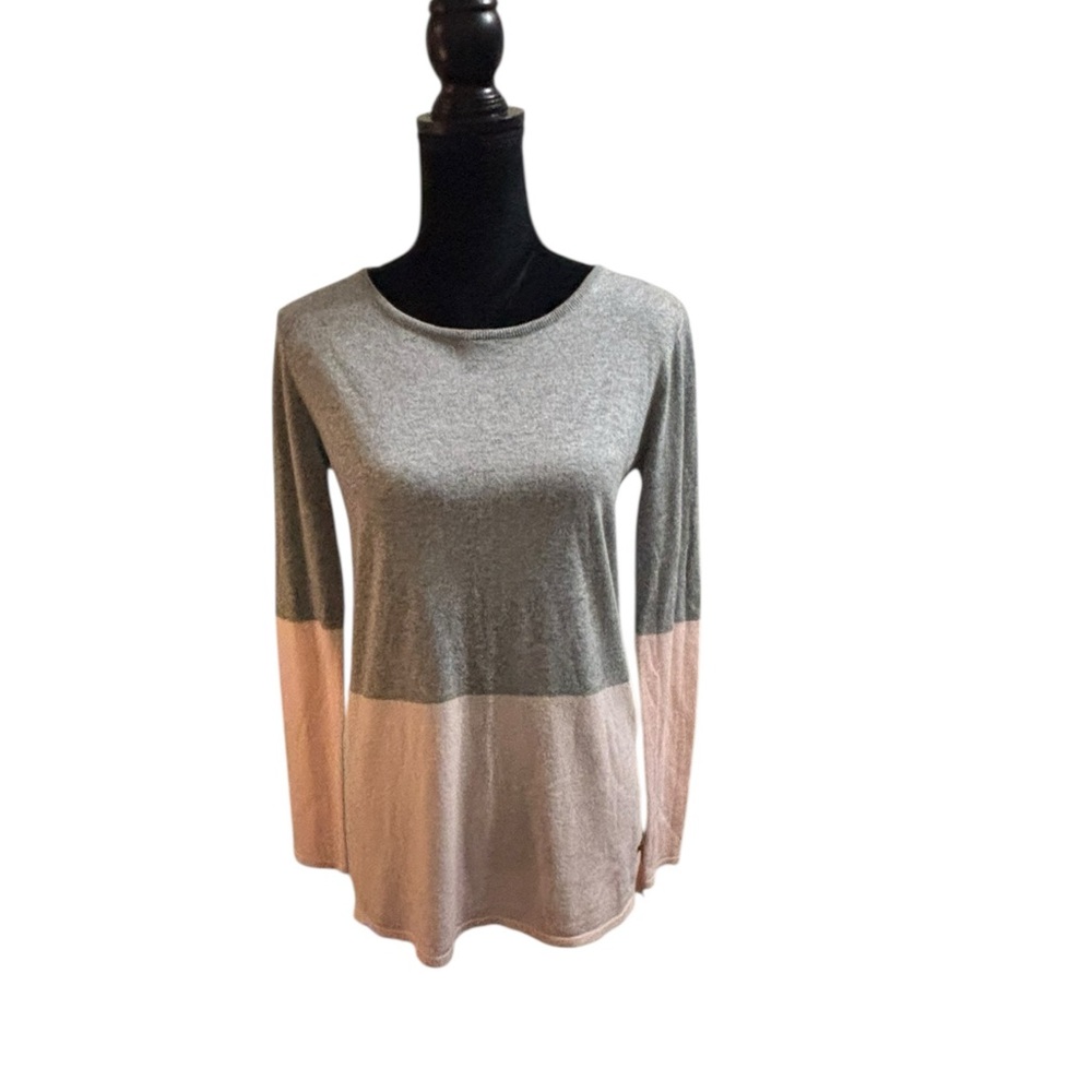 Roots Canada casual pullover grey pink knit long sleeve sweater extra small